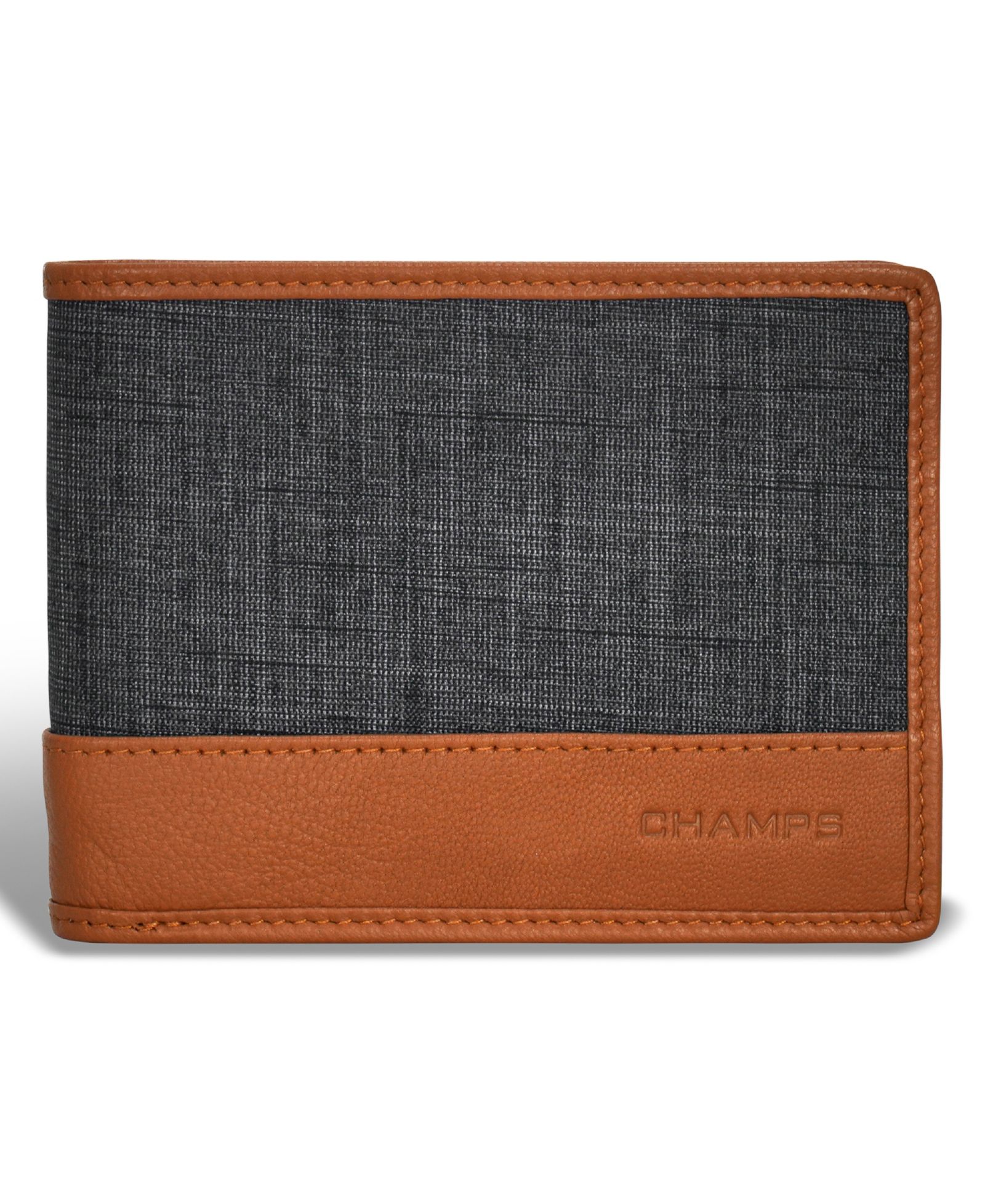CHAMPS Men's Denim Collection Leather Top Wing Wallet
