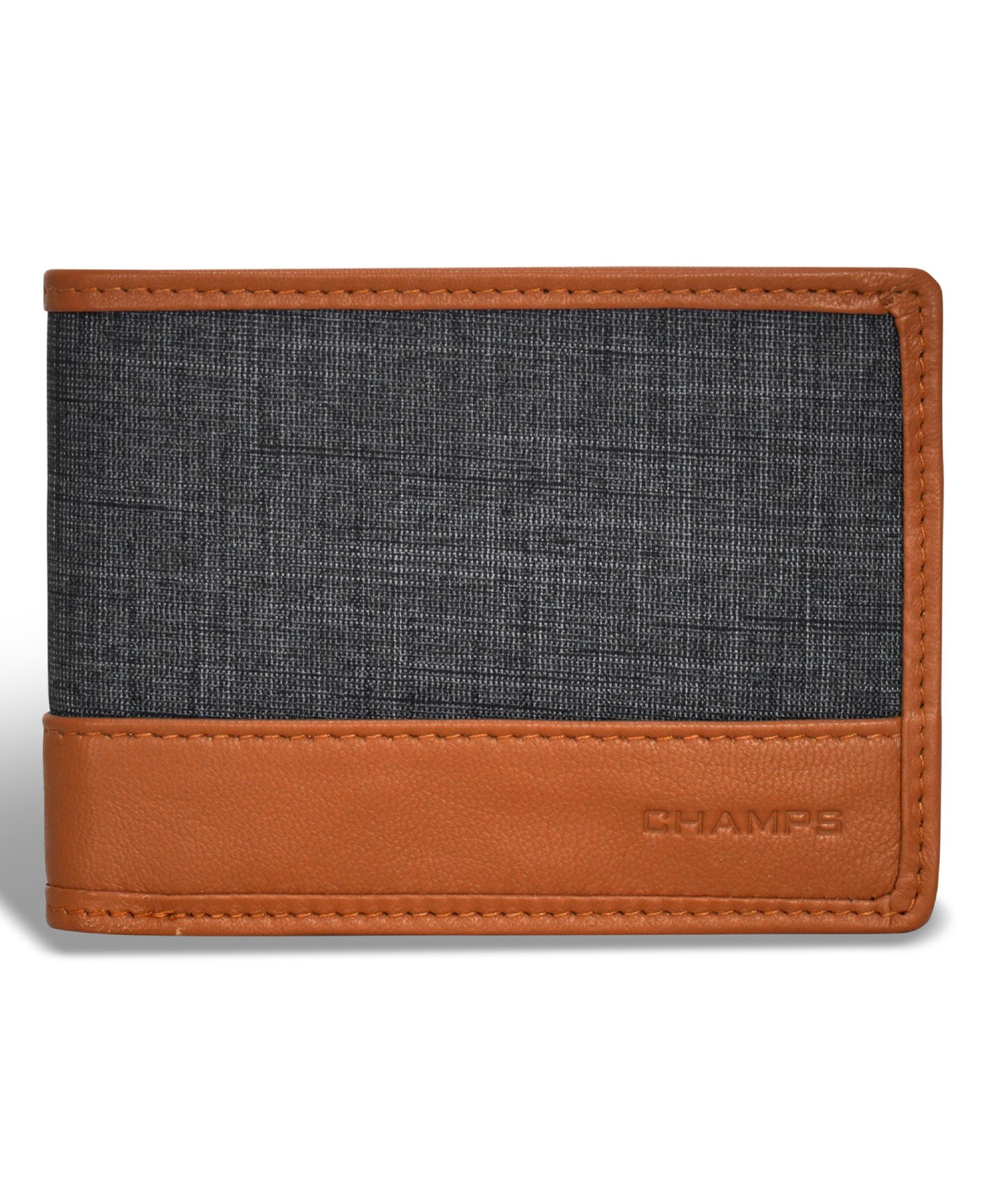 CHAMPS Men's Denim Collection Leather Center Wing Wallet