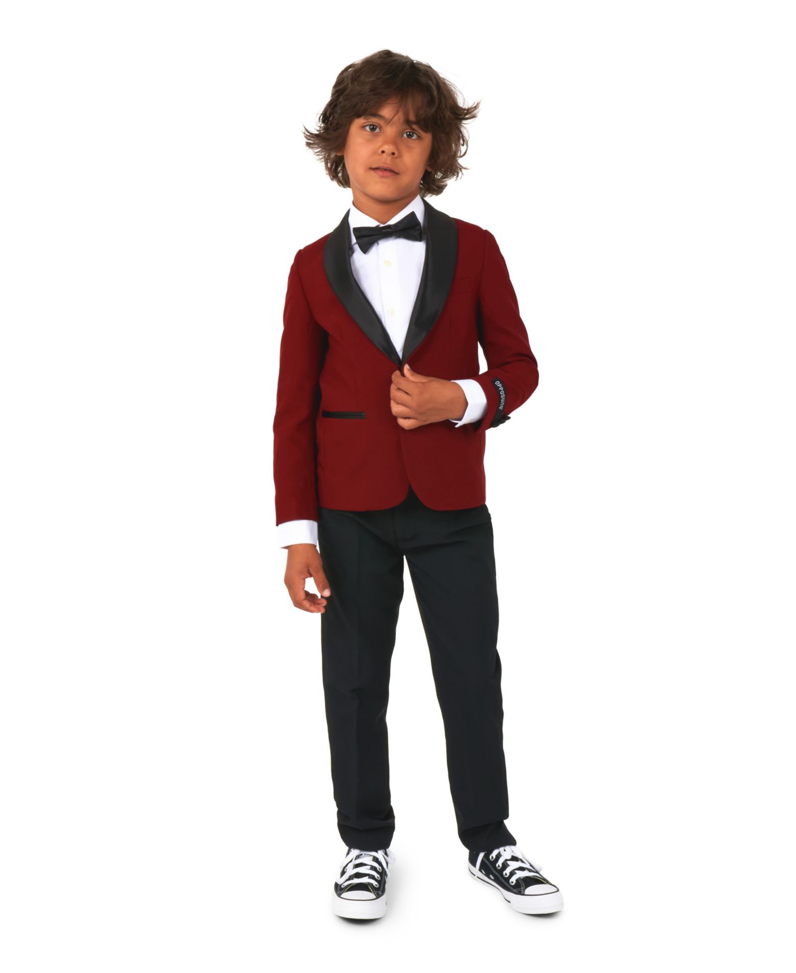 OppoSuits детский костюм из 3 предметов (брюки, пиджак, галстук), бордовый