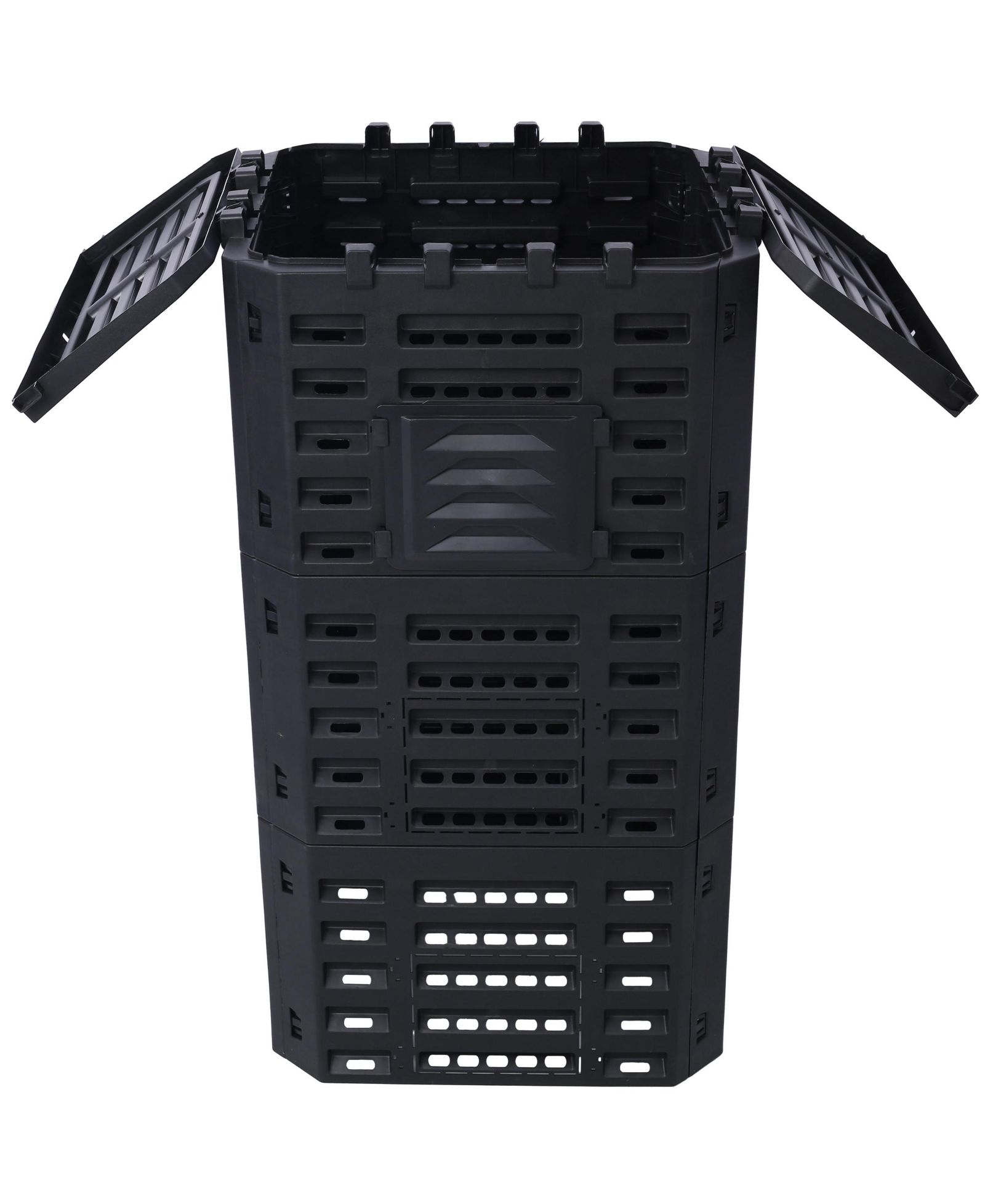 Outdoor Composter Bin for Yard and Kitchen Waste with Aeration Panels-Black