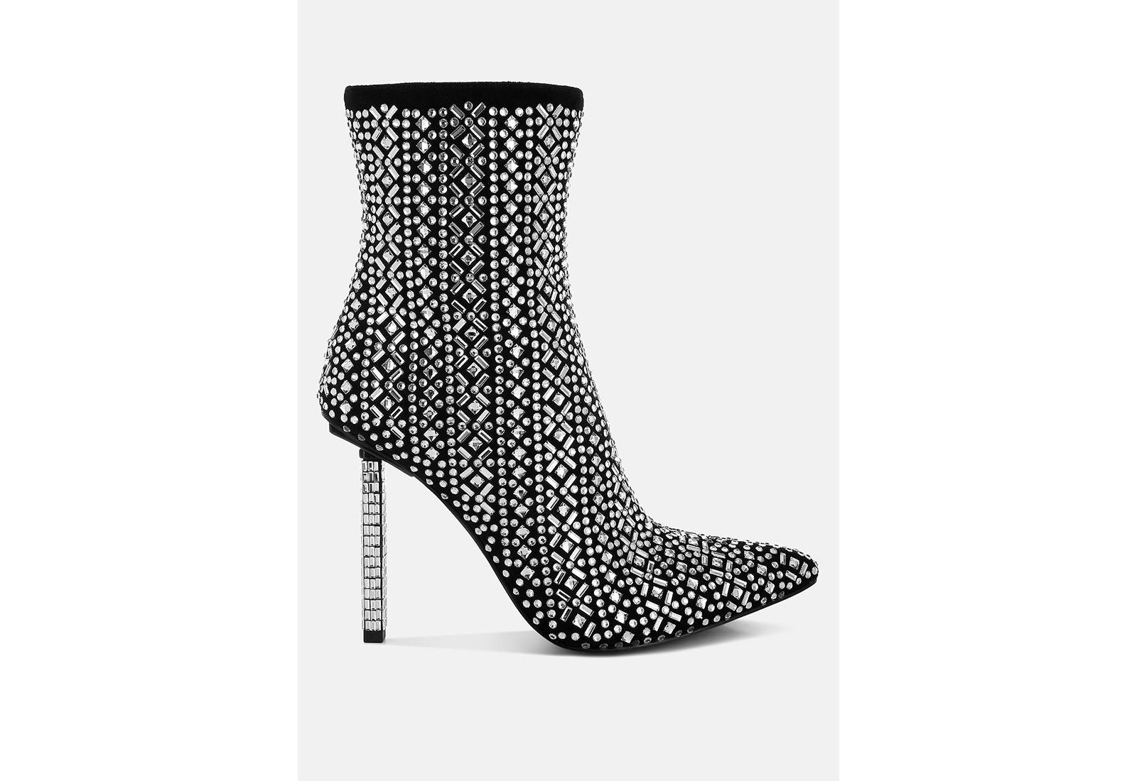 Rag and Co Womens Gem Blaze Patterned Rhinestones Detail Stiletto Boots