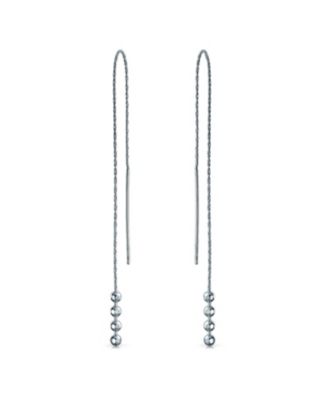Серьги-протяжки Bling Jewelry с минималистичными бусинами и длинной цепочкой из стерлингового серебра.925