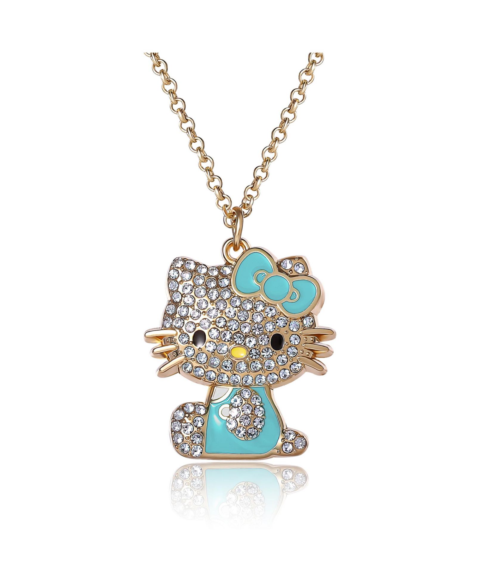 Sanrio Hello Kitty Crystal Pendant Necklace - -Tone with Colorful Enamel Accents