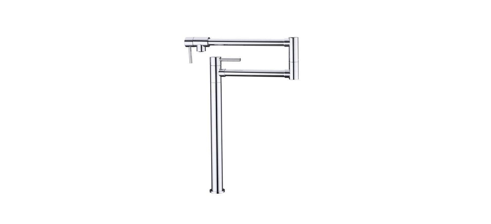 Folding Pot Filler Kitchen Faucet with Extended Handle and Wall Mount Design-Silver