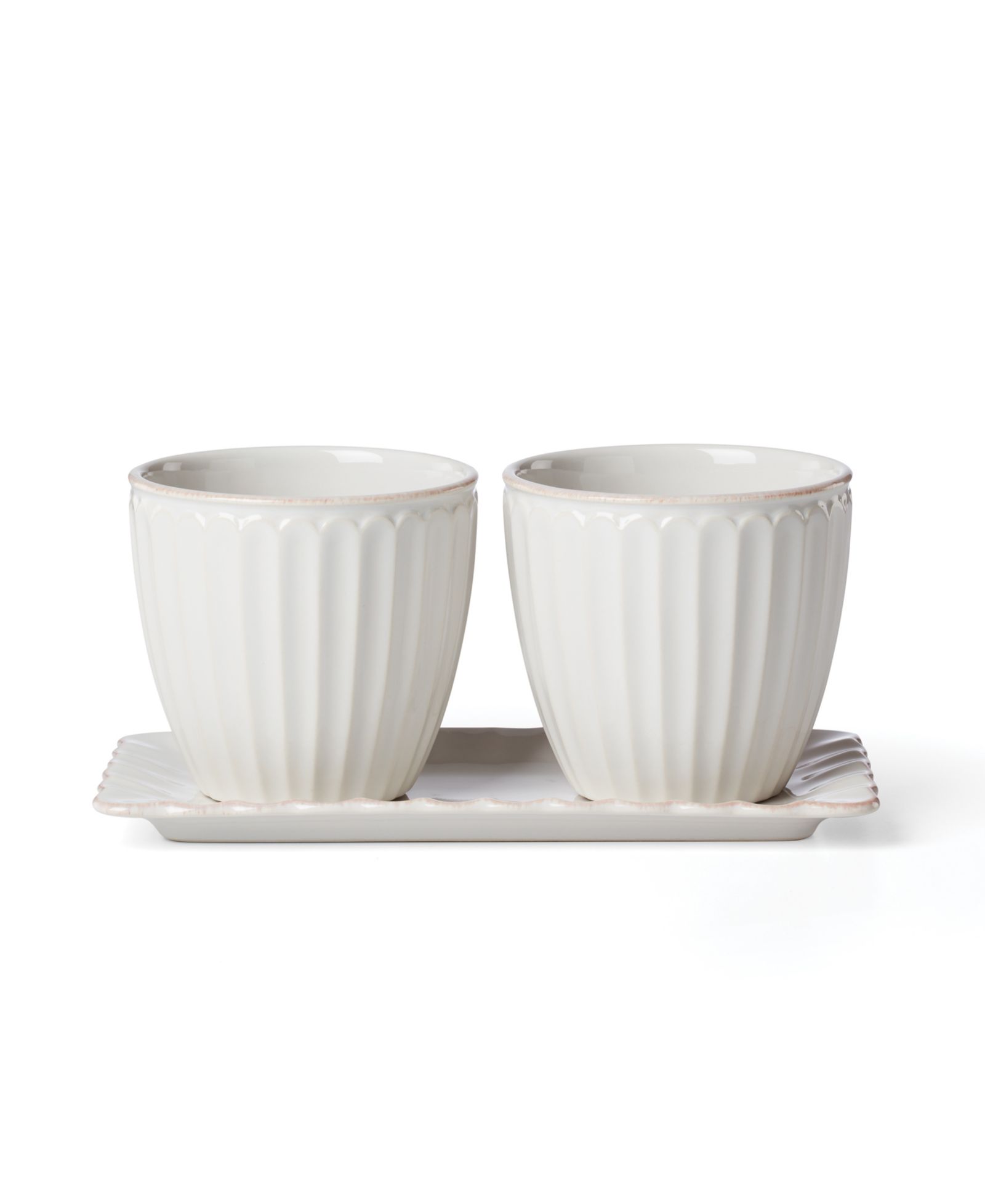 Lenox French Perle Scallop Herb Pots Tray Set