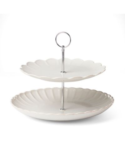Двухъярусная сервировочная тарелка French Perle Scallop, Lenox