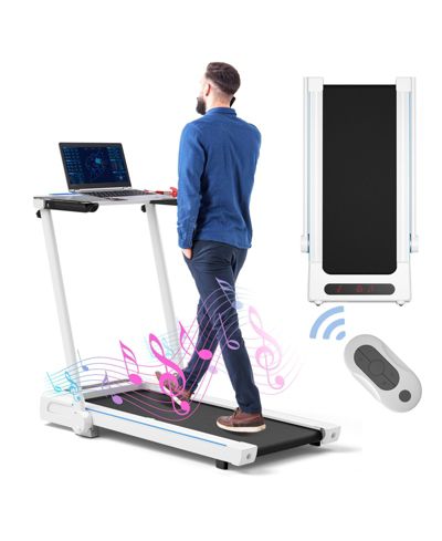 3-in-1 Foldable Treadmill with Removable Desk Workstation and Remote
