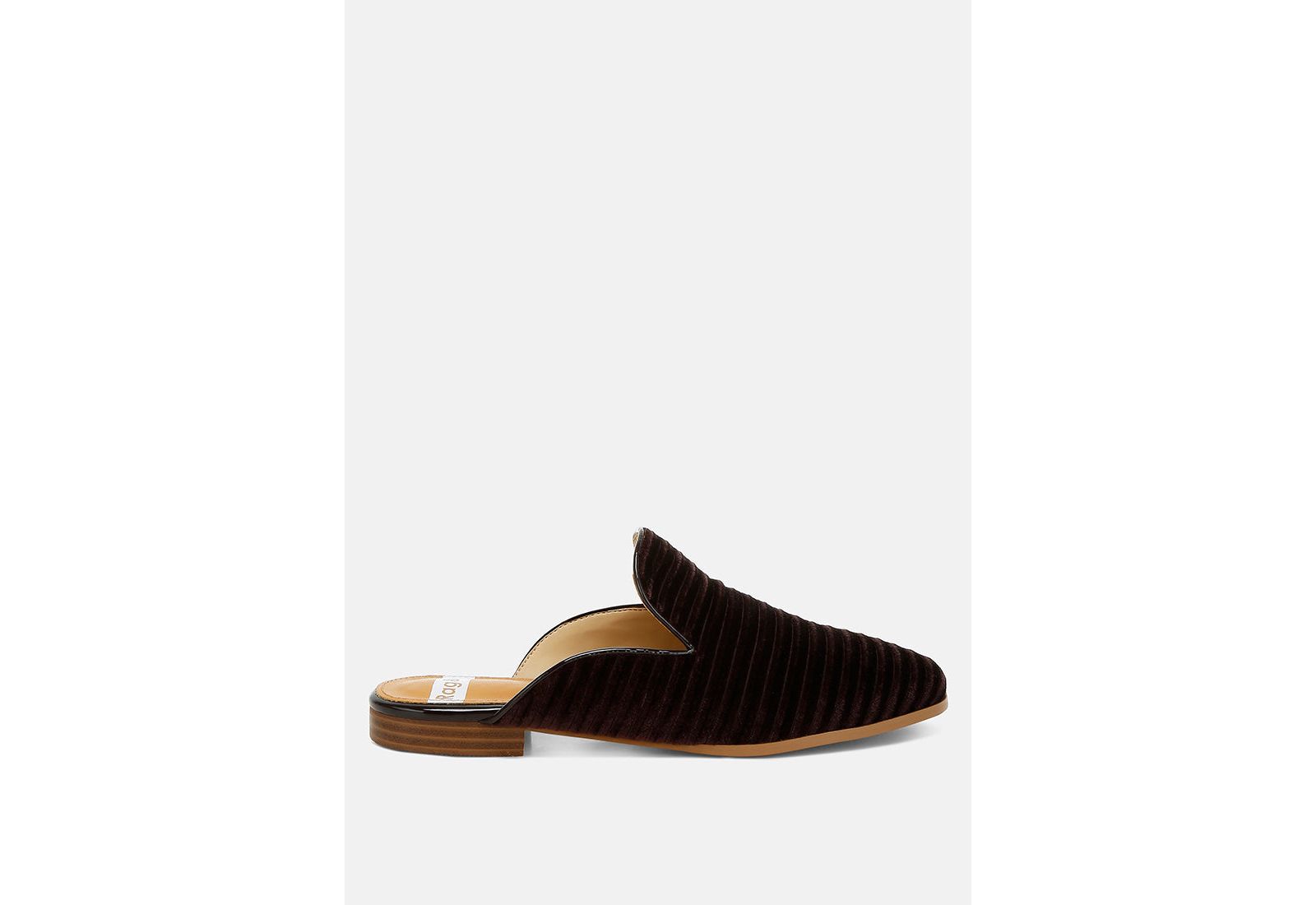 Rag and Co Womens Ouzini Velvet Textured Slip On Mules