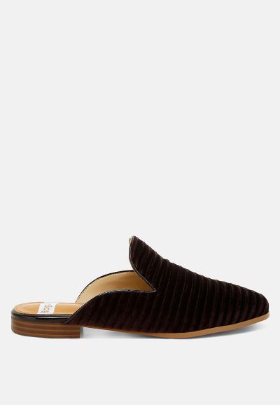 Rag and Co Womens Ouzini Velvet Textured Slip On Mules