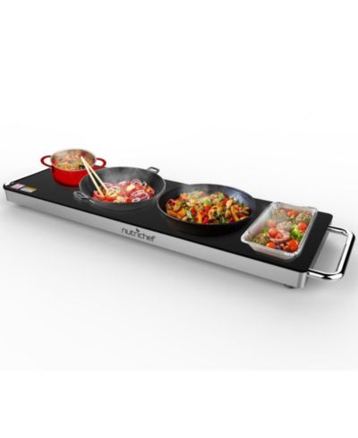 NutriChef Electric Warming Tray with Non-Stick, Heat-Resistant Glass Plate, 22.4" x 6.7" Heating Surface - PKWTR40