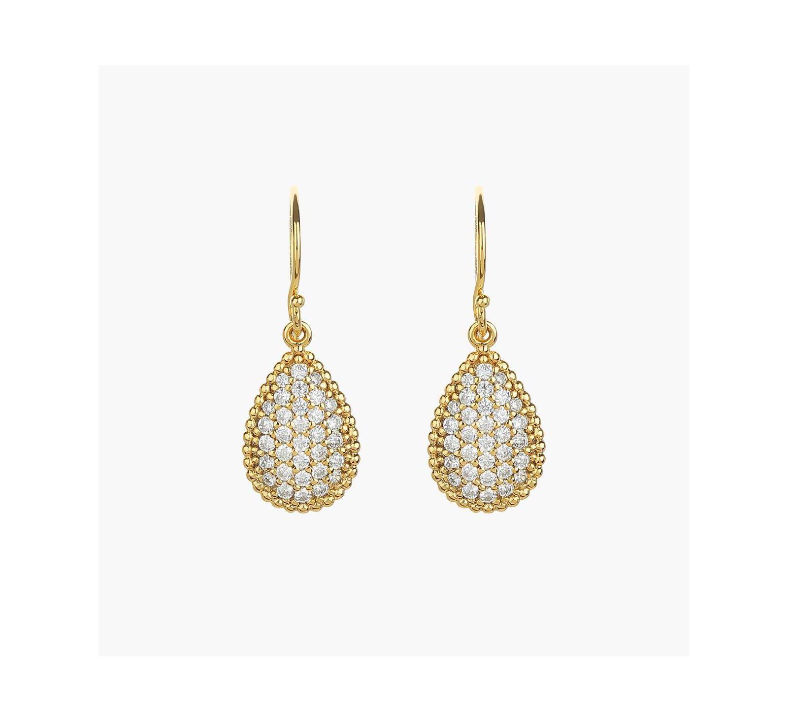 Sterling Silver 18k Gold Plated Leah Crystal Teardrop Earrings Sparkling