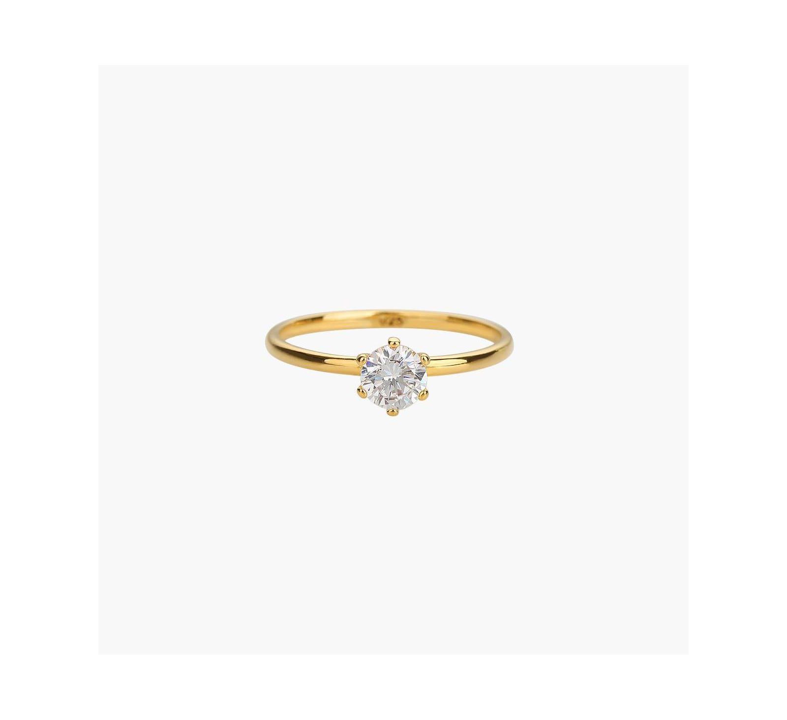 Sterling Silver 18k Gold Plated Izzie Ring Dainty Minimalist Sparkle