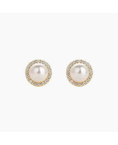 Серьги-гвоздики Eleanor с жемчугом и напылением 18k Gold Plated из стерлингового серебра