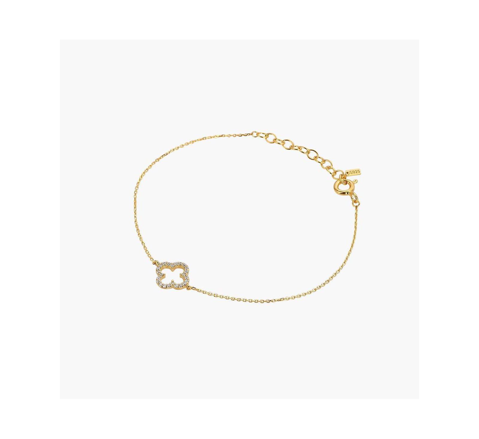 Sterling Silver 18k Gold Plated Aria Clover Bracelet Daily Minimal