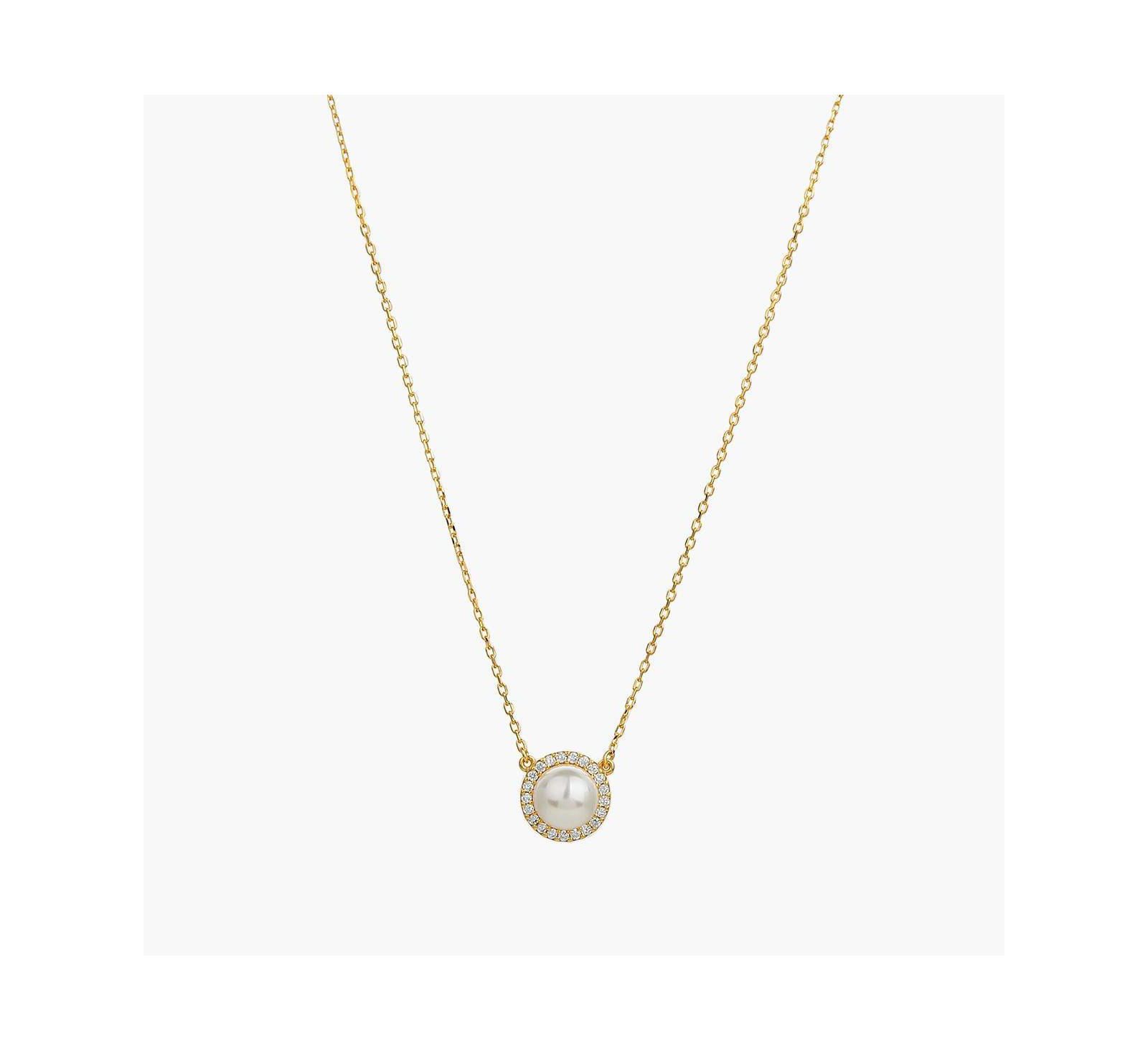 Элегантное ожерелье Eleanor из стерлингового серебра с напылением 18k Gold и жемчугом