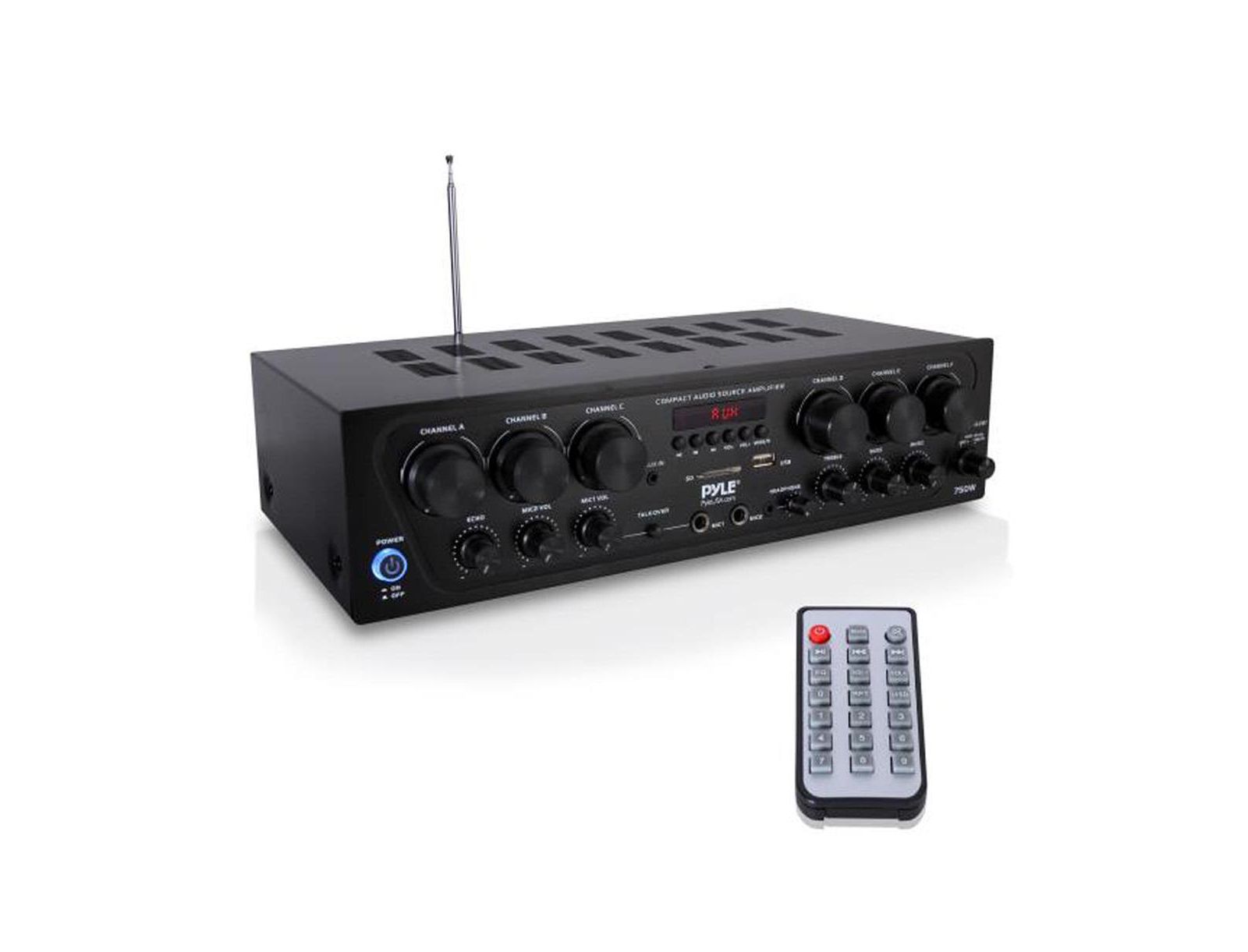 Pyle PTA62BT 6-Channel Wireless Bluetooth 750W Max Power Amplifier