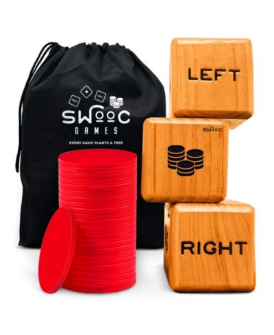 Деревянная настольная игра SWOOC Giant Right Center Left Dice Game (All Weather) с 24 фишками