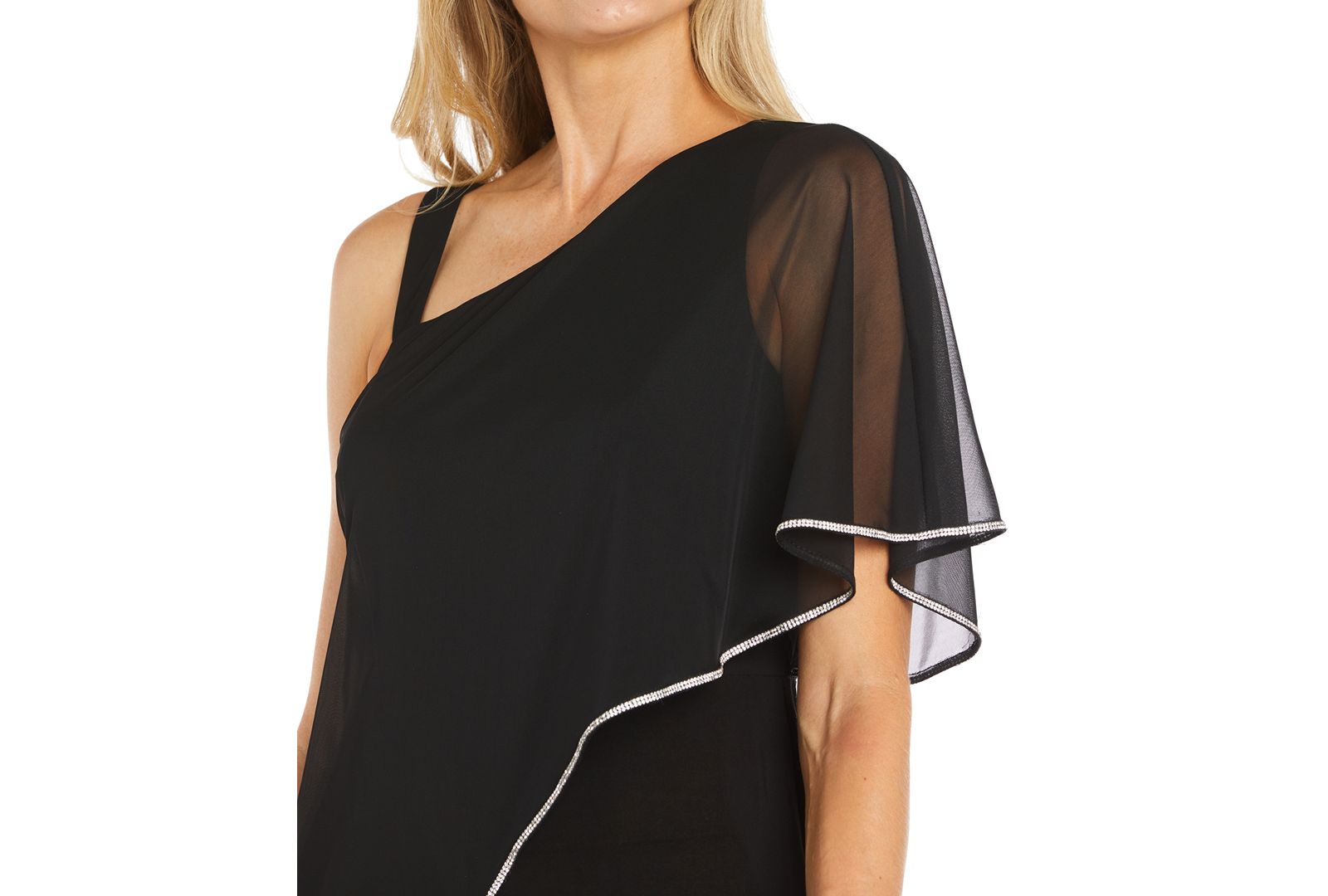 Женский комбинезон R & M Richards Asymmetric Rhinestone-Trim Draped