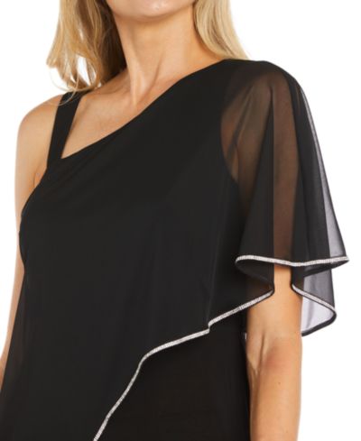 Женский комбинезон R & M Richards Asymmetric Rhinestone-Trim Draped