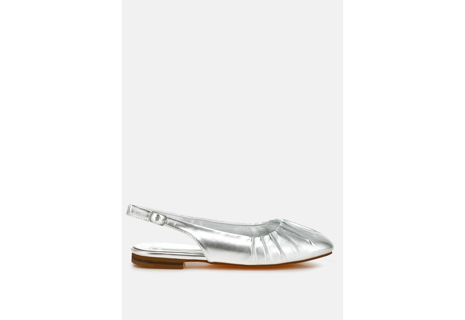 Rag and Co Womens Berni Metallic Square Toe Flat Slingbacks