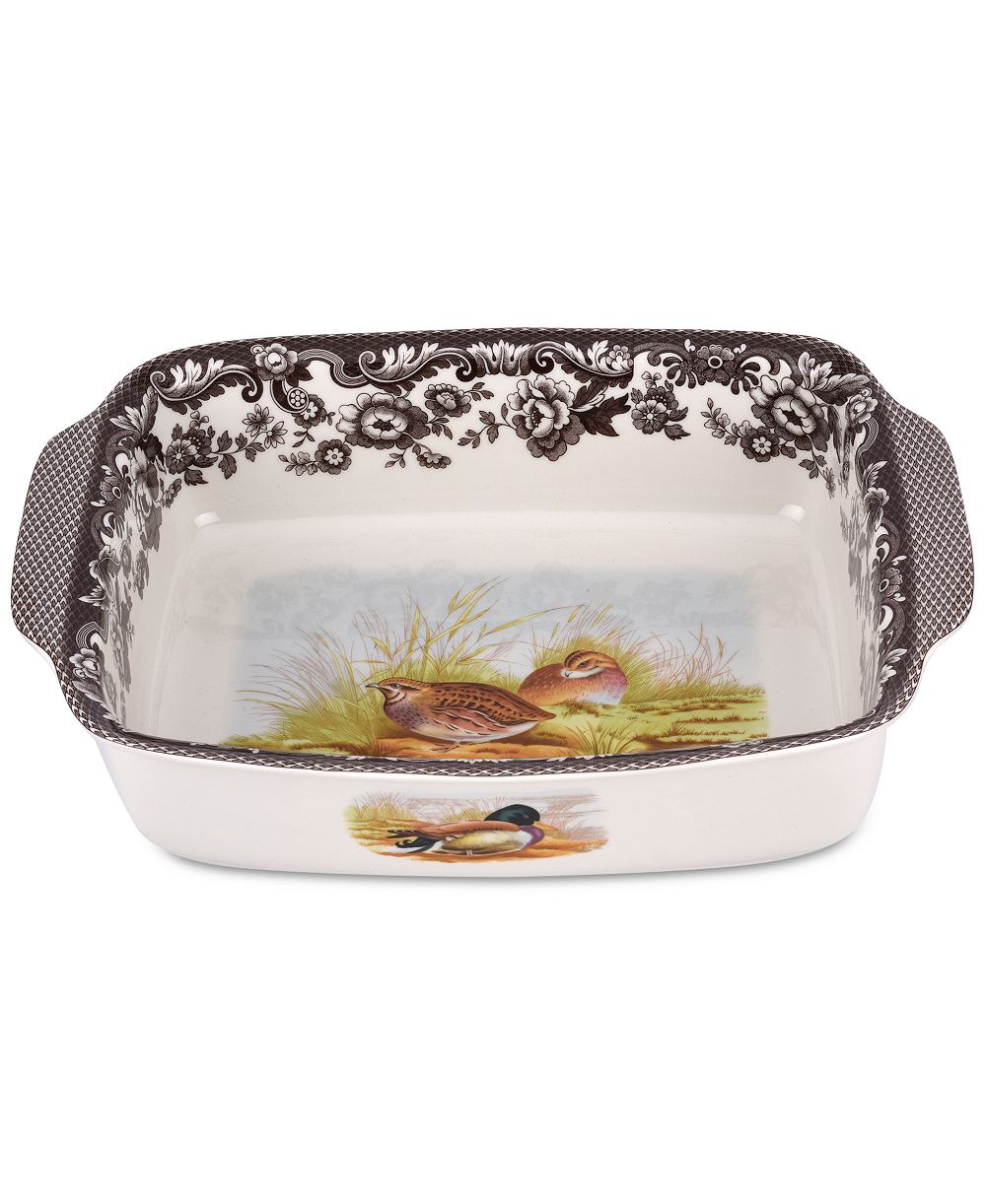 Прямоугольная сервировочная тарелка Spode Woodland Bird с ручками