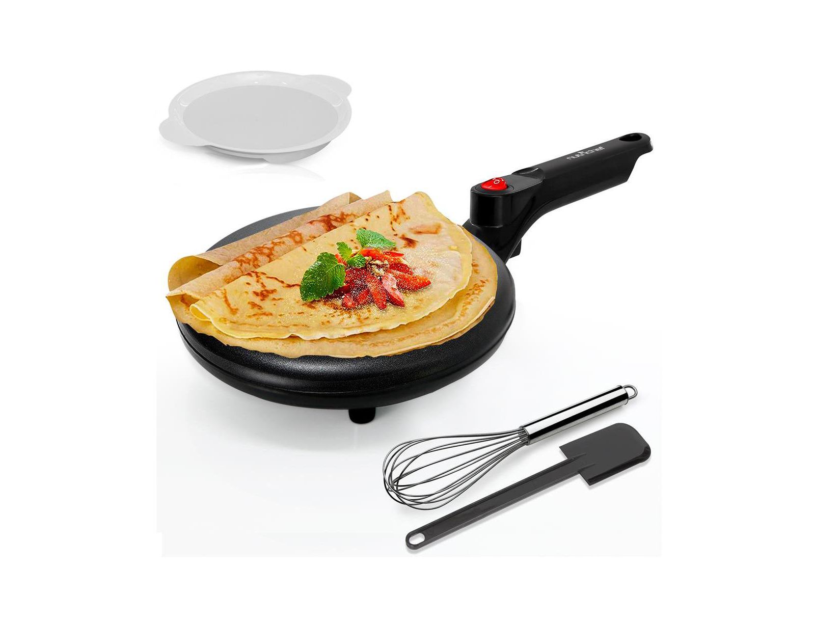 NutriChef 8-Inch Electric Crepe Maker and Griddle with Non-Stick Surface, 800W - PKCRM08