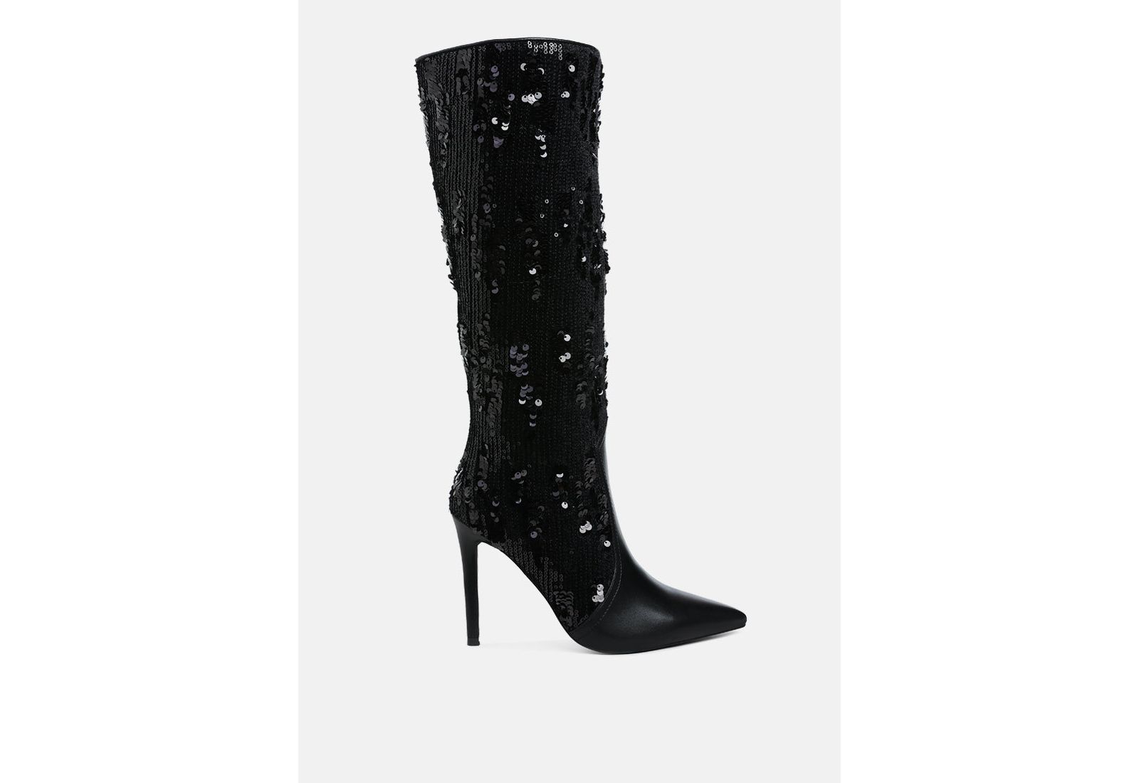 London Rag Womens Sitarah Sequin Embellished Metallic Long Boots