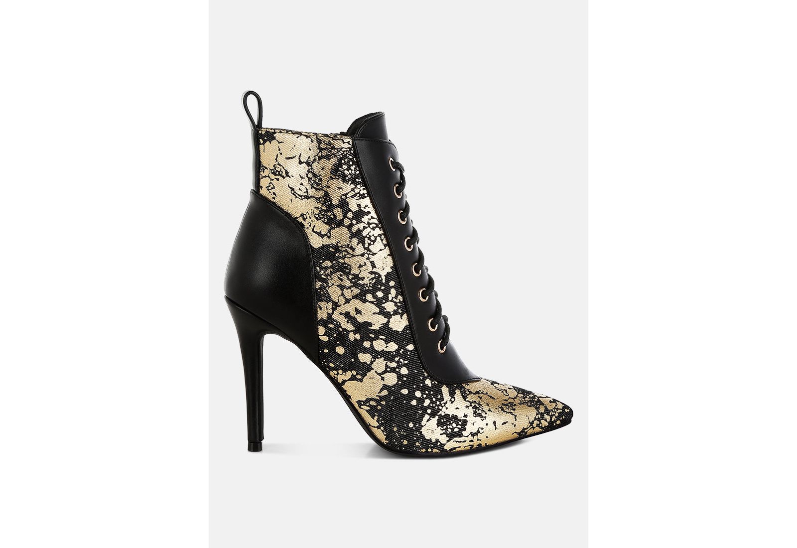 London Rag Womens Fat Cat Abstract Pattern Lace-Up Ankle Boots