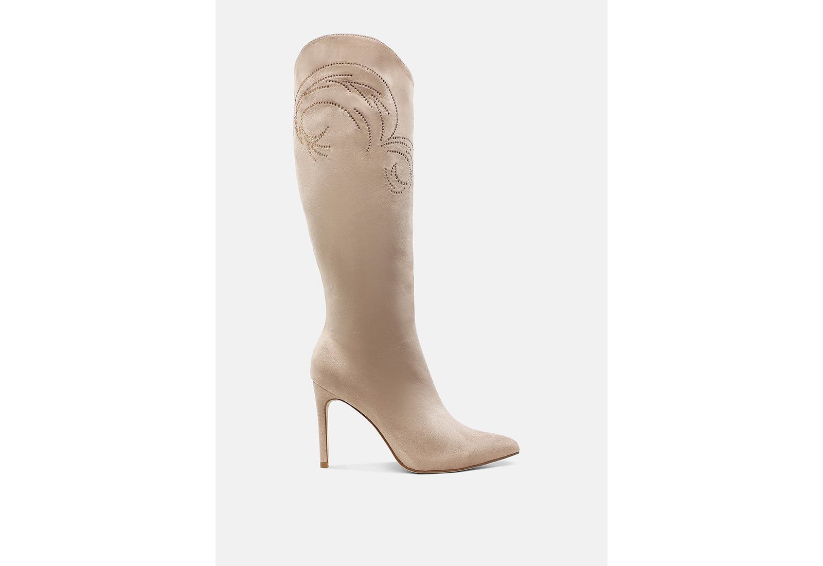 London Rag Womens Becks Rhinestone Patterned Calf Boots