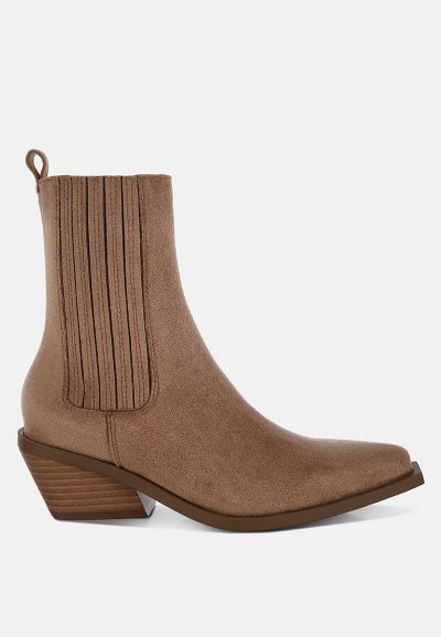 London Rag Womens Lording High Ankle Microfiber Chelsea Boots