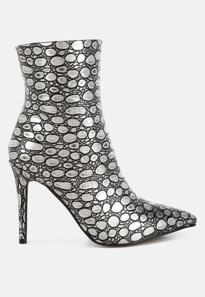 London Rag Женские Moolah Embossed Stiletto Heel Ankle Boots