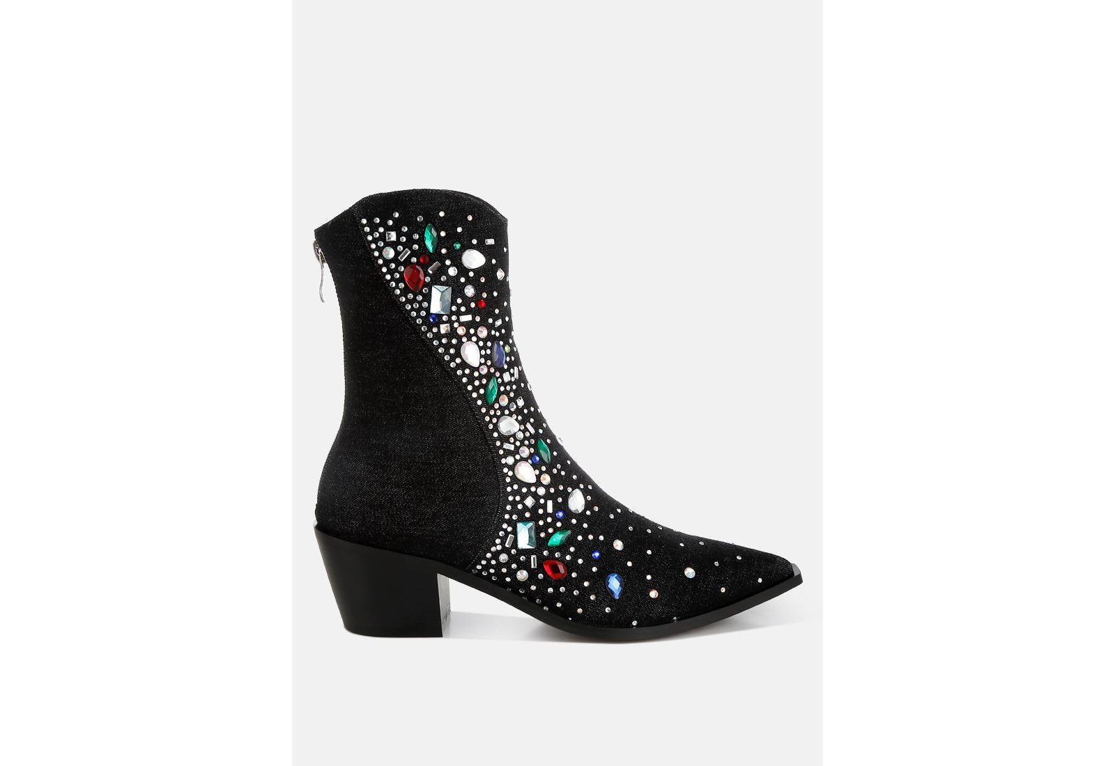 London Rag Womens Starlit Multi Color Stones Embellished Boots