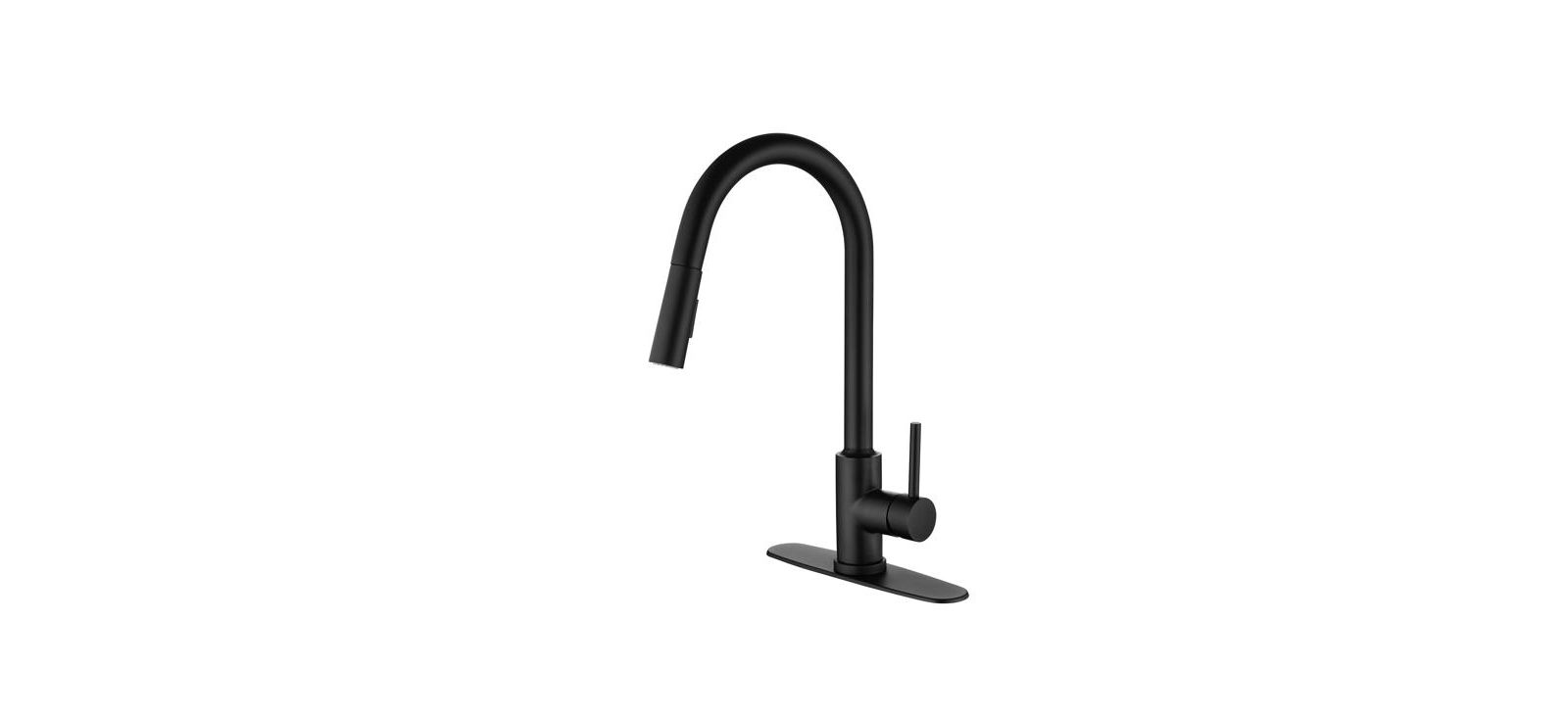 Modern Single Handle Kitchen Faucet with Pull Down Sprayer in Stainless Steel