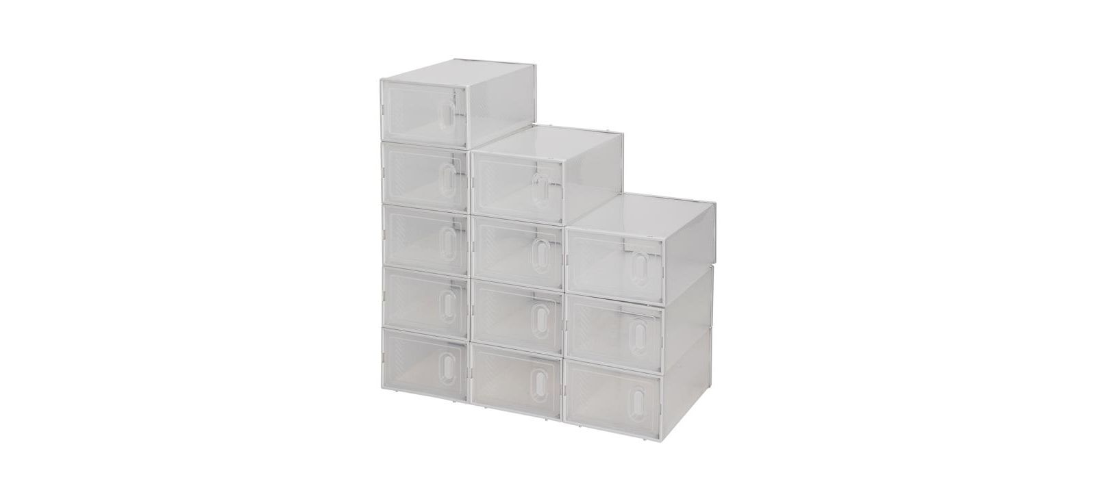 12 Clear Stackable Shoe Boxes – Plastic Shoe Organizer Set for Closet, Entryway & Sneaker Display