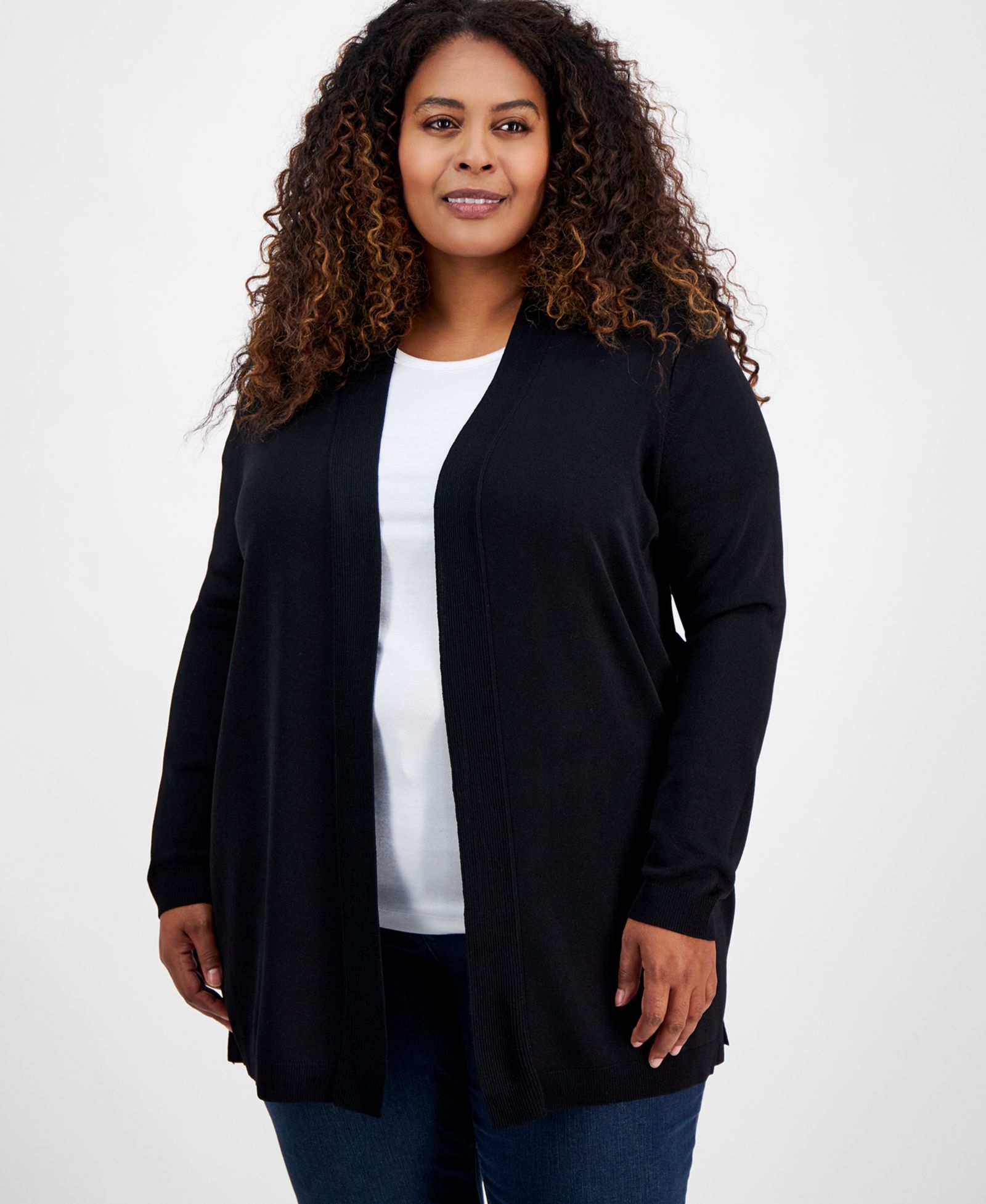 Jones New York Plus Size Open-Front Cardigan Sweater