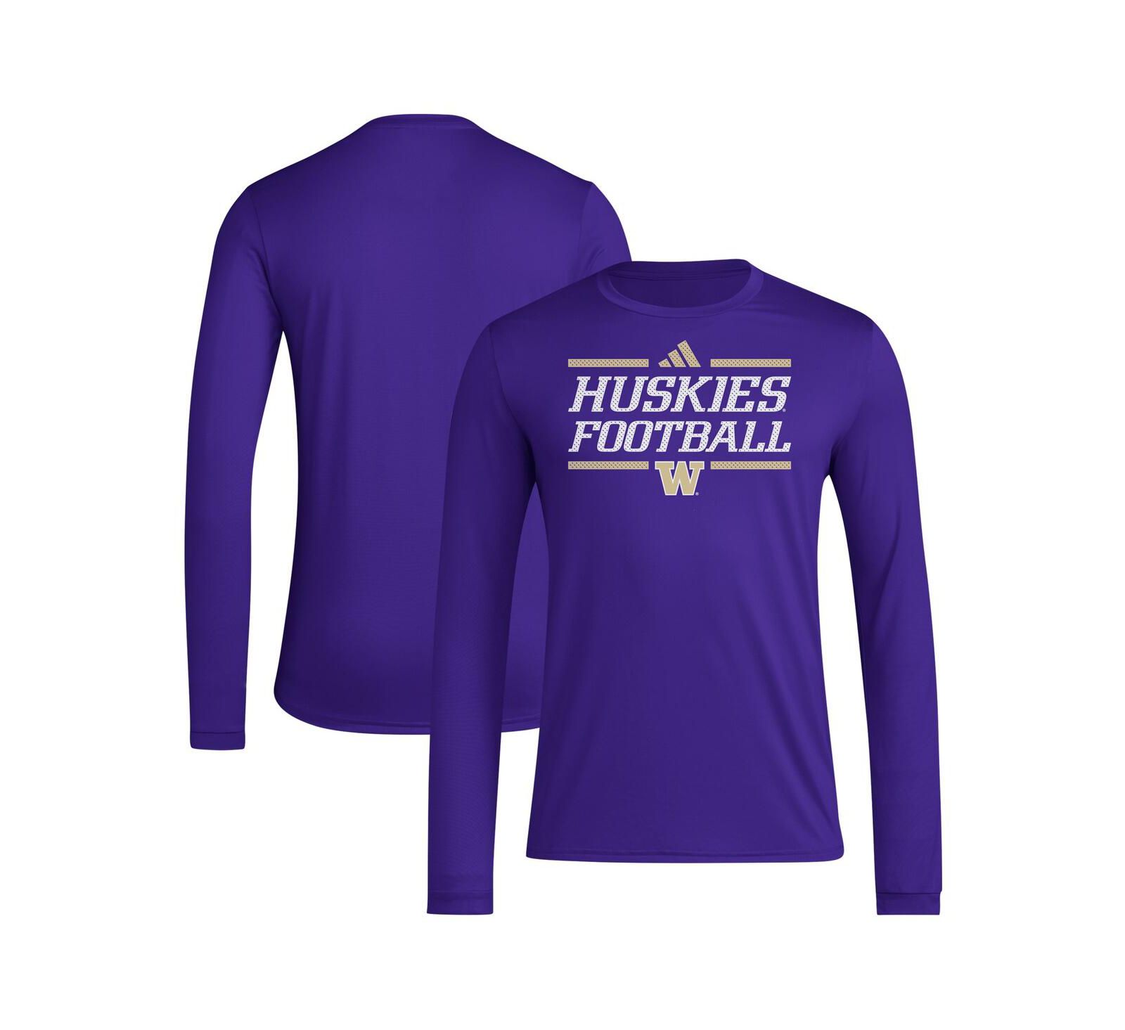 Adidas Men's Purple Washington Huskies Locker Football Pre-Game AEROREADY Long Sleeve T-Shirt