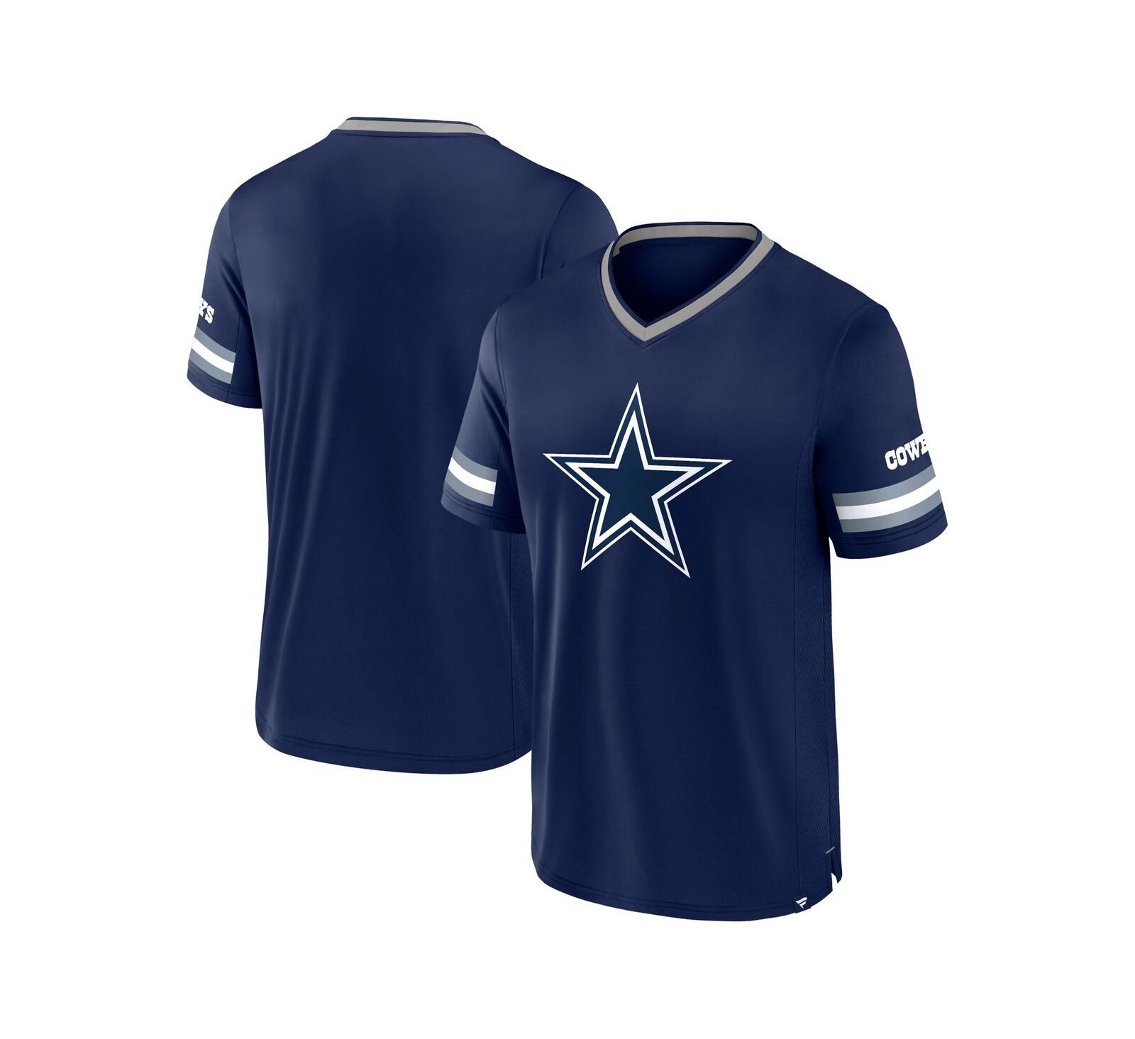 Мужская футболка Fanatics Dallas Cowboys Stripe Stacking V-Neck, темно-синяя