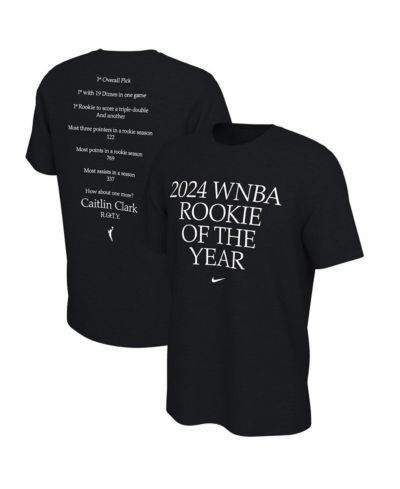 Nike Мужской и Женский Caitlin Clark Black Indiana Fever 2024 WNBA Rookie of the Year T-Shirt