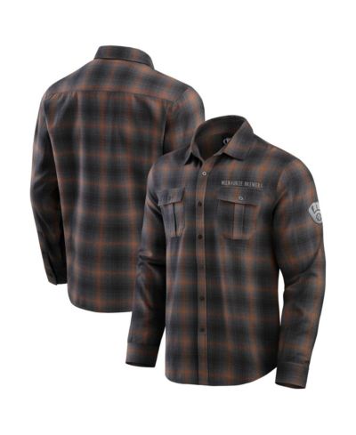 Мужская рубашка Fanatics Milwaukee Brewers Classic Flannel Long Sleeve Button-Up Tan/Charcoal