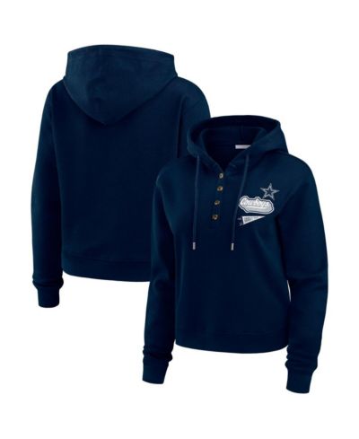 Женское худи WEAR by Erin Andrews Navy Dallas Cowboys Waffle-Knit Pullover