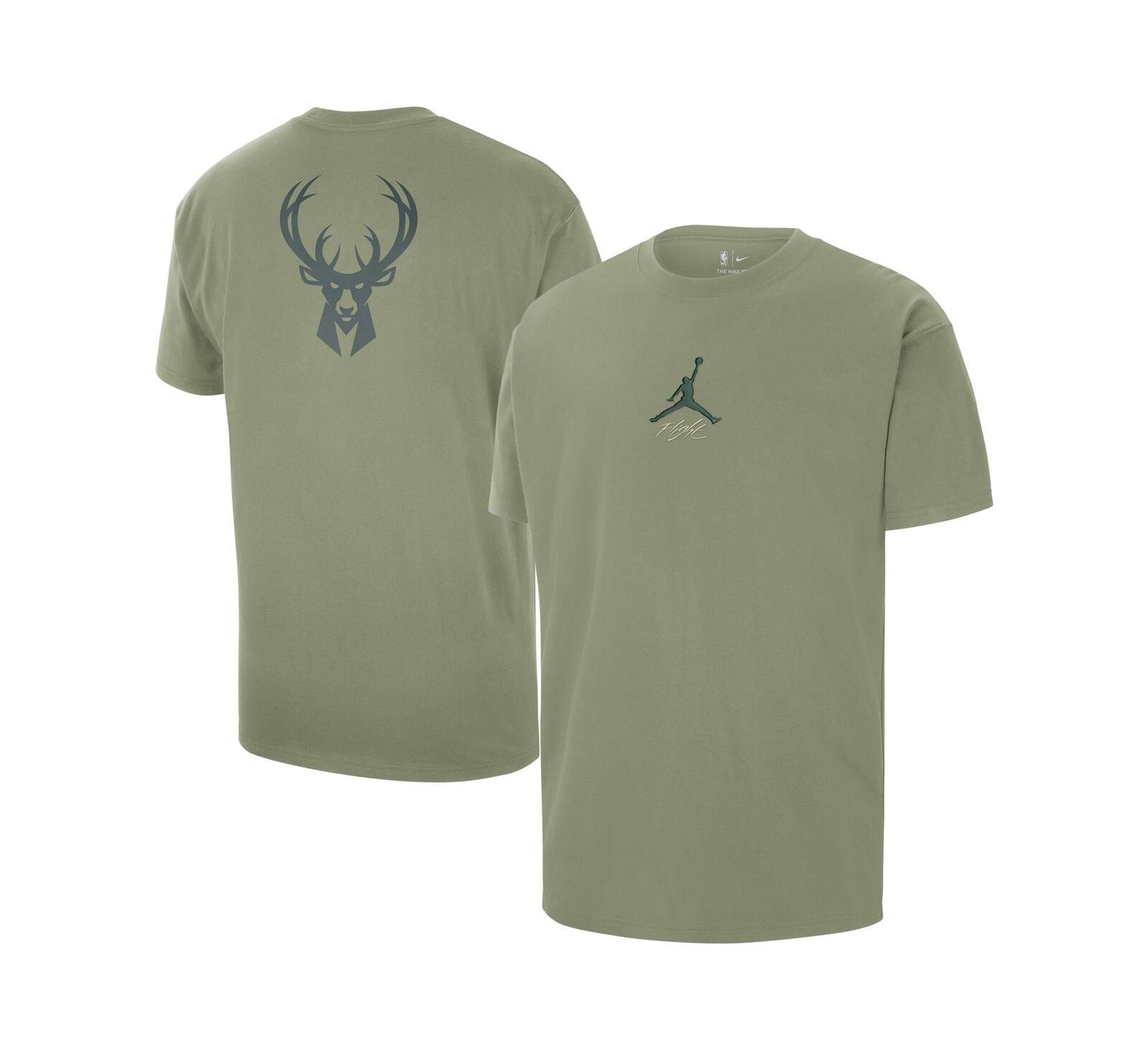Мужская футболка Jordan Green Milwaukee Bucks Statement Edition Jumpman Flight Heavyweight
