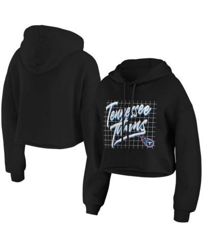 WEAR by Erin Andrews Women's Black Tennessee Titans Domestic Cropped Pullover Hoodie