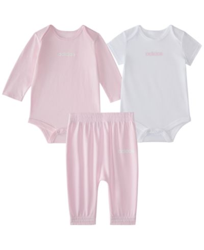 Комплект adidas Baby Girls' Logo Bodysuits и брюки, 3-Piece Set