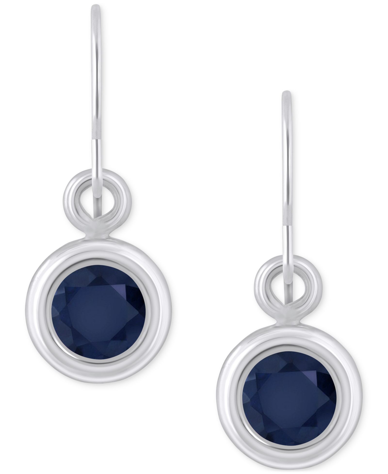 Серьги-подвески Sapphire Bezel Fish Hook в 10k Gold