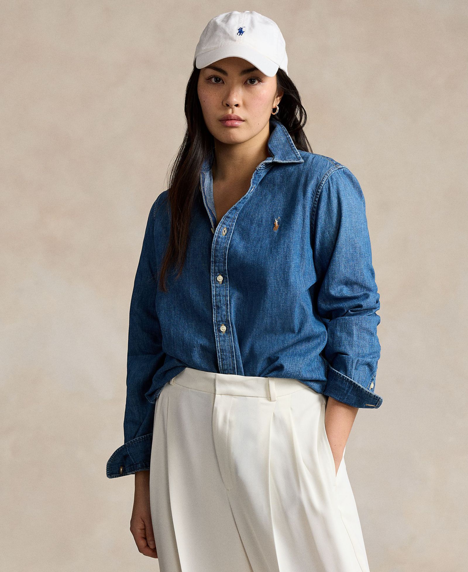 Женская джинсовая рубашка Polo Ralph Lauren приталенного кроя
