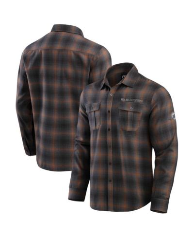 Fanatics Мужская Charcoal Miami Dolphins Classic Flannel Long Sleeve Button-Up Shirt