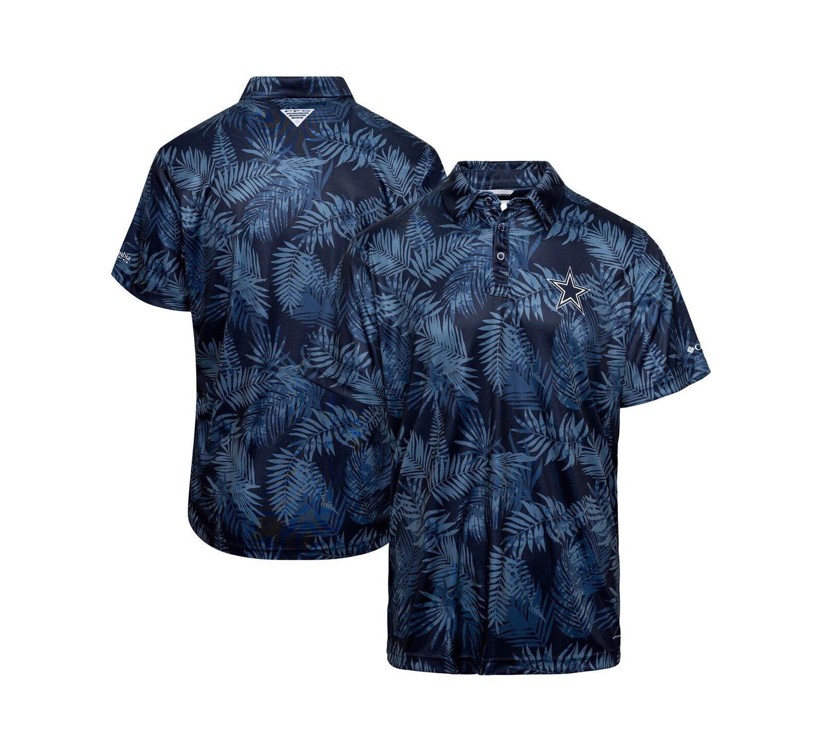 Columbia Men's Navy Dallas Cowboys PFG Super Terminal Tackle Omni-Shade Polo