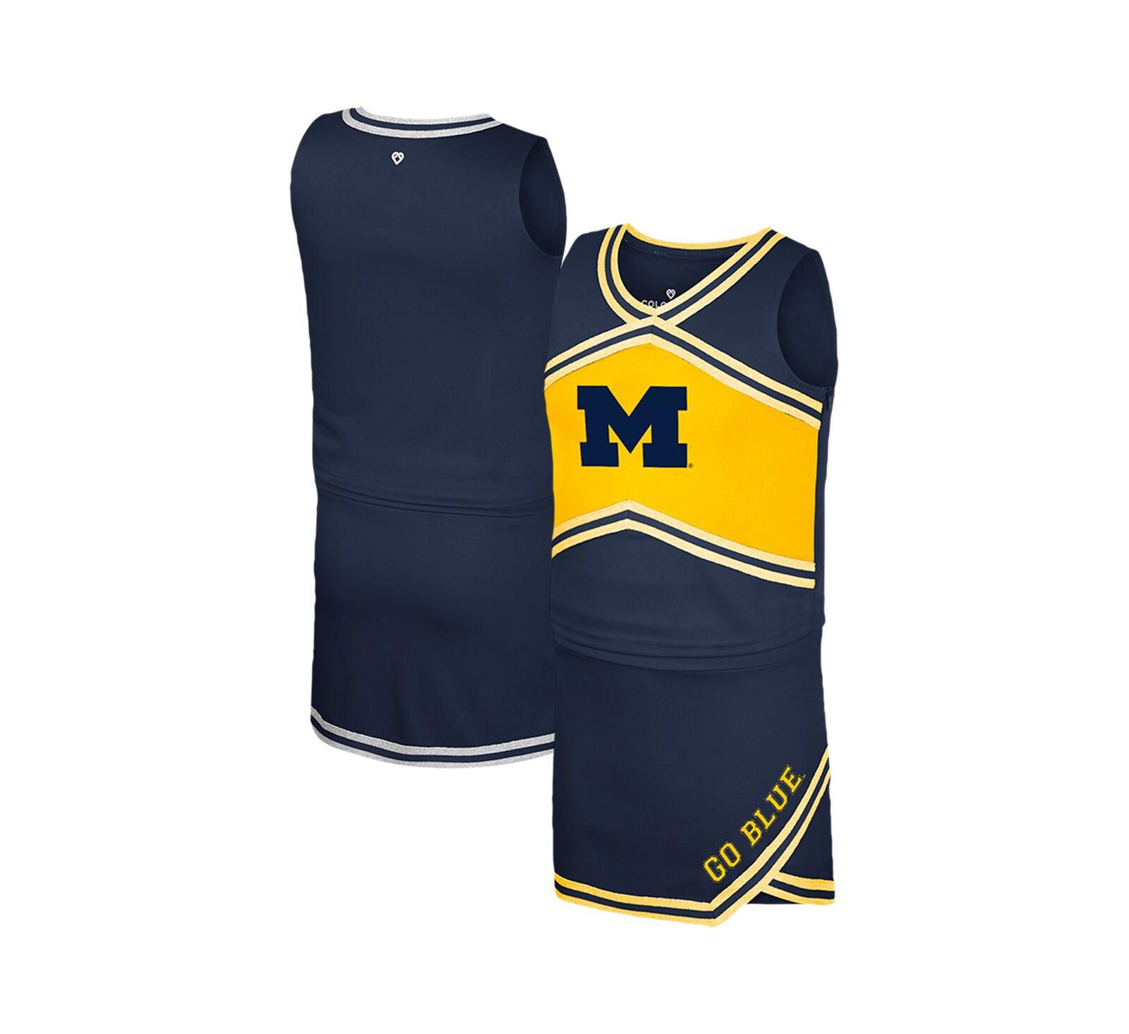 Colosseum Big Girls Navy Michigan Wolverines Cheerleader Top Skirt Set
