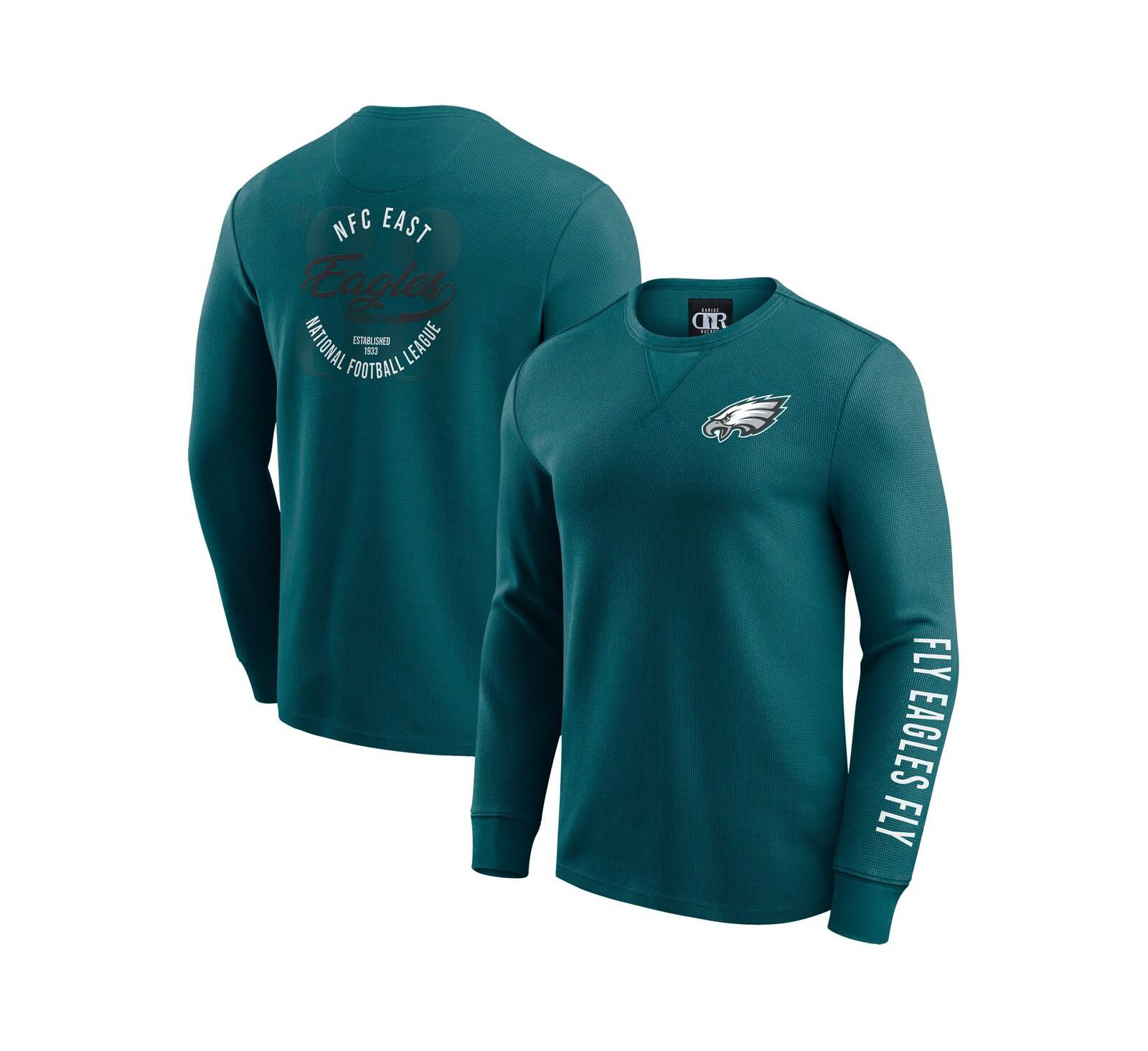 Мужская футболка Fanatics Philadelphia Eagles Kelly Green с длинным рукавом, вязка waffle-knit