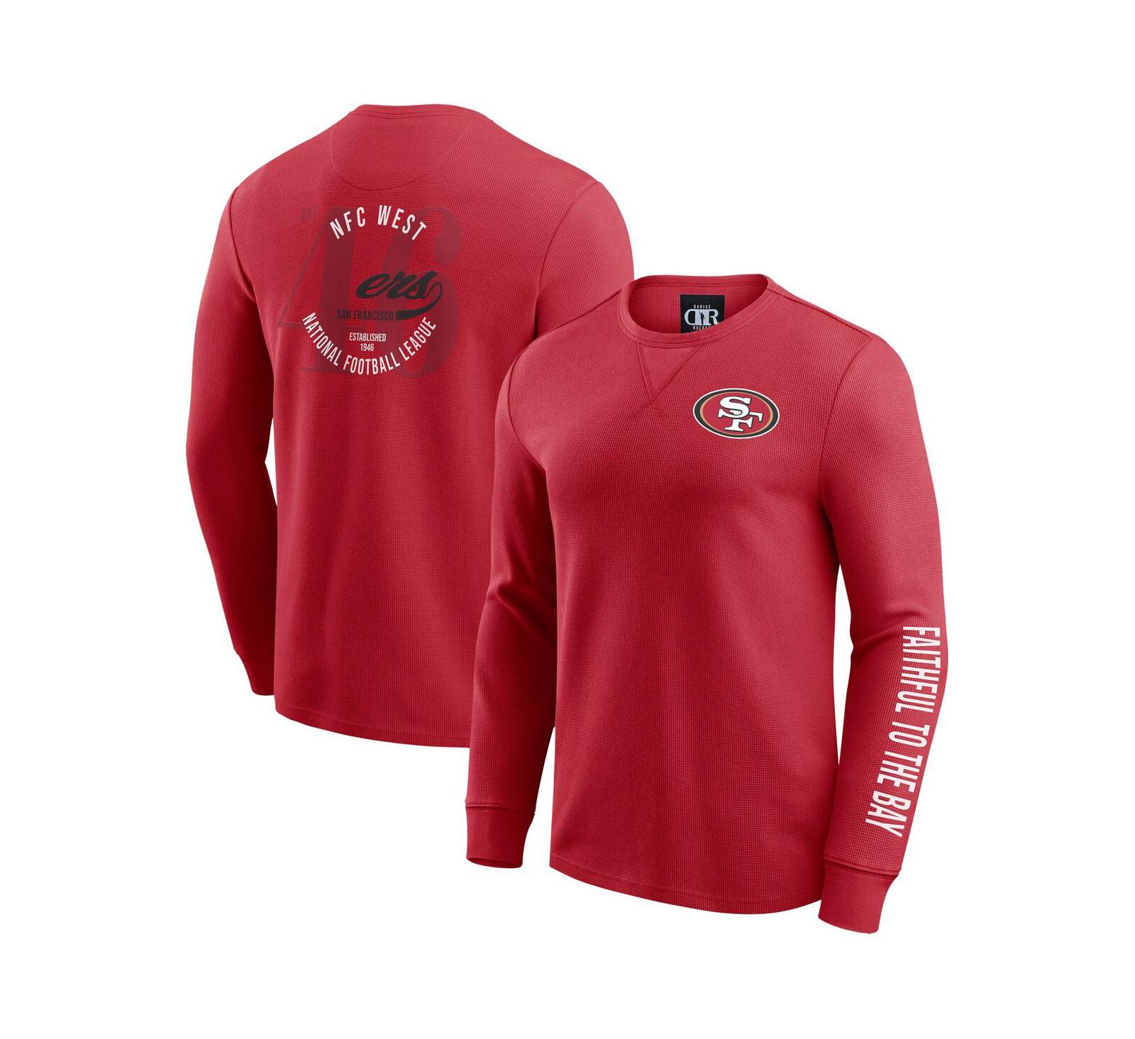 Fanatics Мужская футболка с длинным рукавом San Francisco 49ers Washed Waffle-Knit, алая